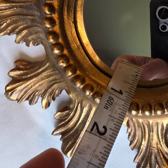 Metal Sunburst Mirror Gold-toned Decorative Picture Frame Standing Hanging - Picture 11 of 11